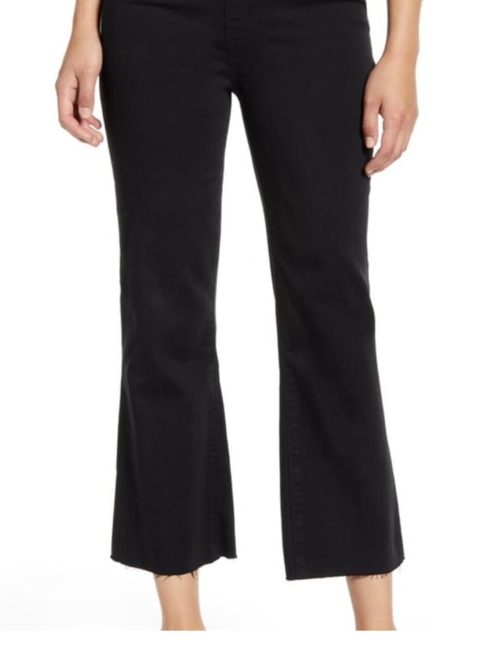 Spanx Jeans Cropped Flare Black Raw Hem SZ M